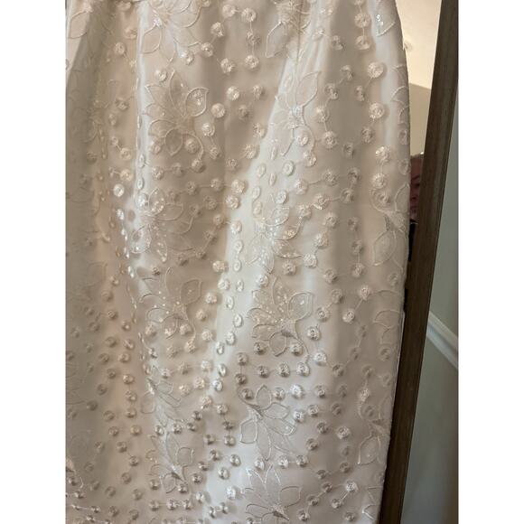 Terramina Pencil Skirt 10 Embroidered Floral Satin Midi Skirt Wedding - Picture 3 of 6